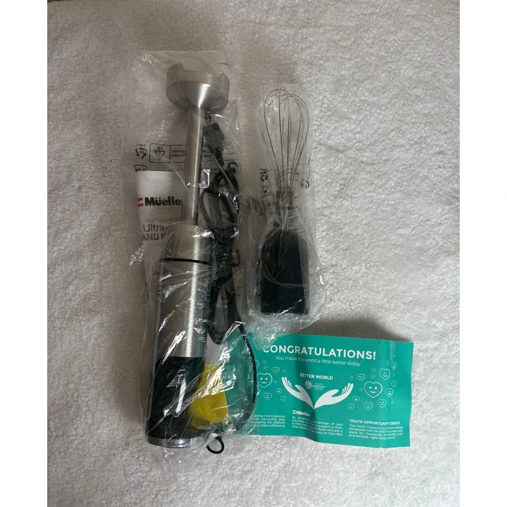 Mueller Austria Ultra-Stick Hand Blender MU-HB-02 500W 8-Speed Silver Black NEW